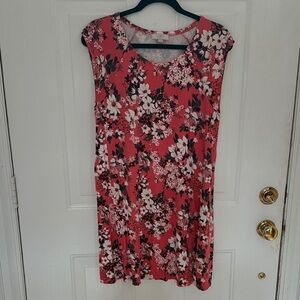 LOFT Pink Floral Midi Dress
